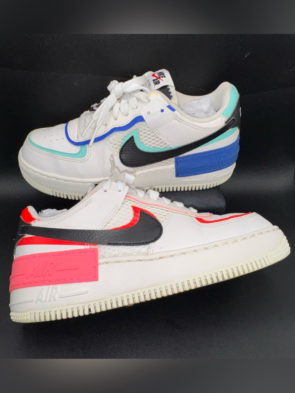 Nike Air Force 1 Shadow White Multi-Color Leather Sneakers Women’s 7 - Picture 4 of 17